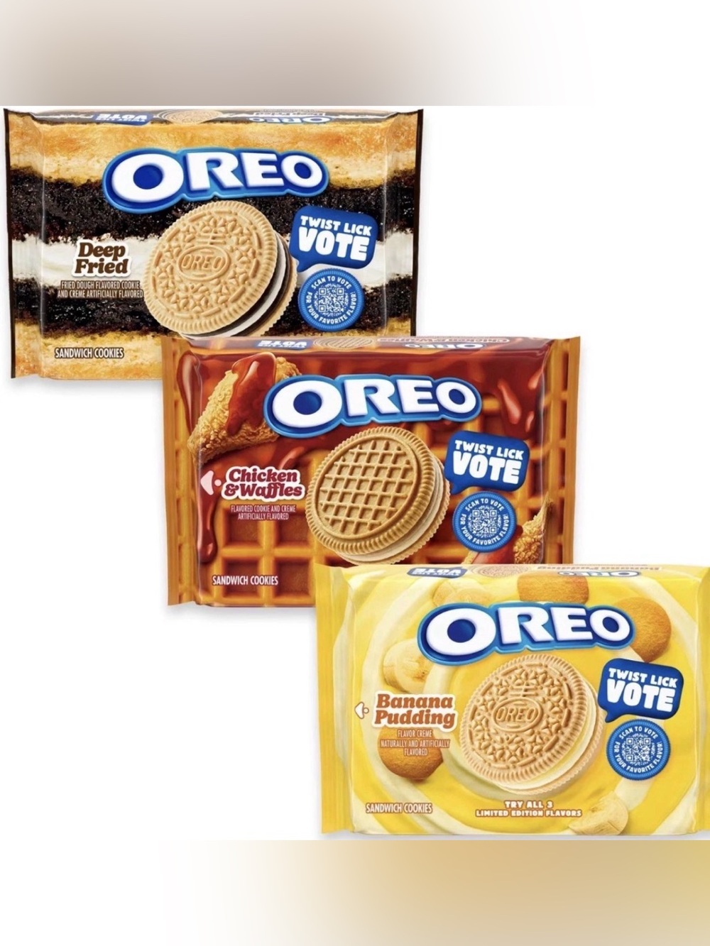 Oreo Cookies Limited Edition Deep Fried, Chicken&Waffle, Banana Pudding,3 PK Set